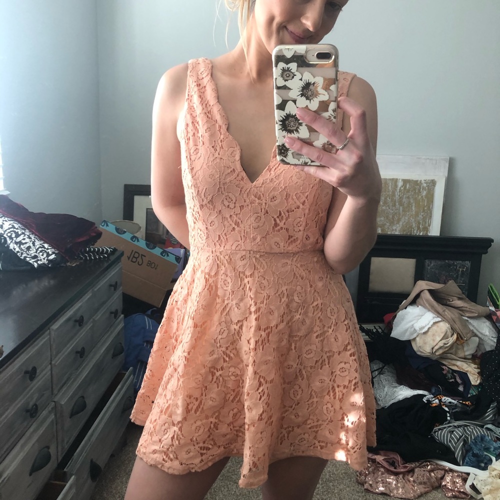 Pink ANGL Skater Lace Dress BRAND NEW